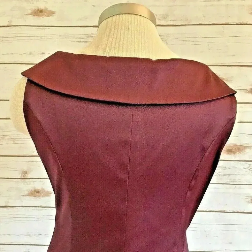 EVAN-PICONE Women Sleeveless Fully Lined Knee Length Burgundy Party Dress Size 4 - Picture 8 of 12